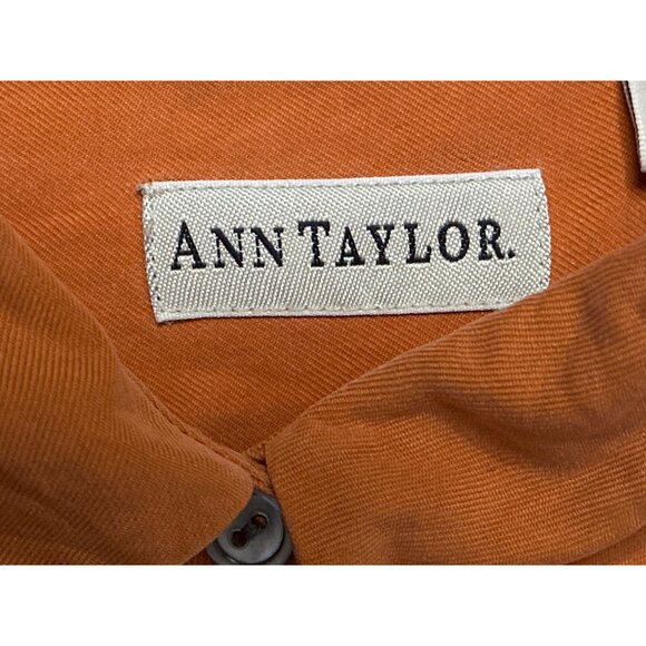 Ann Taylor Size 12 Orange 100 Percent Silk Button Down Blouse Workwear City Chic - Picture 7 of 10